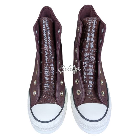 Converse CTAS Platform Hidden Wedge Red Bloodstone Leather Sneaker Womens 8.5 - Picture 8 of 11